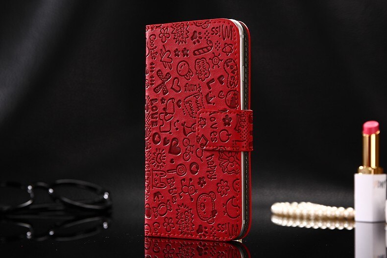 Capa de couro da aleta para bq 5540l rápido pro carteira titular do cartão telefone habitação: Red