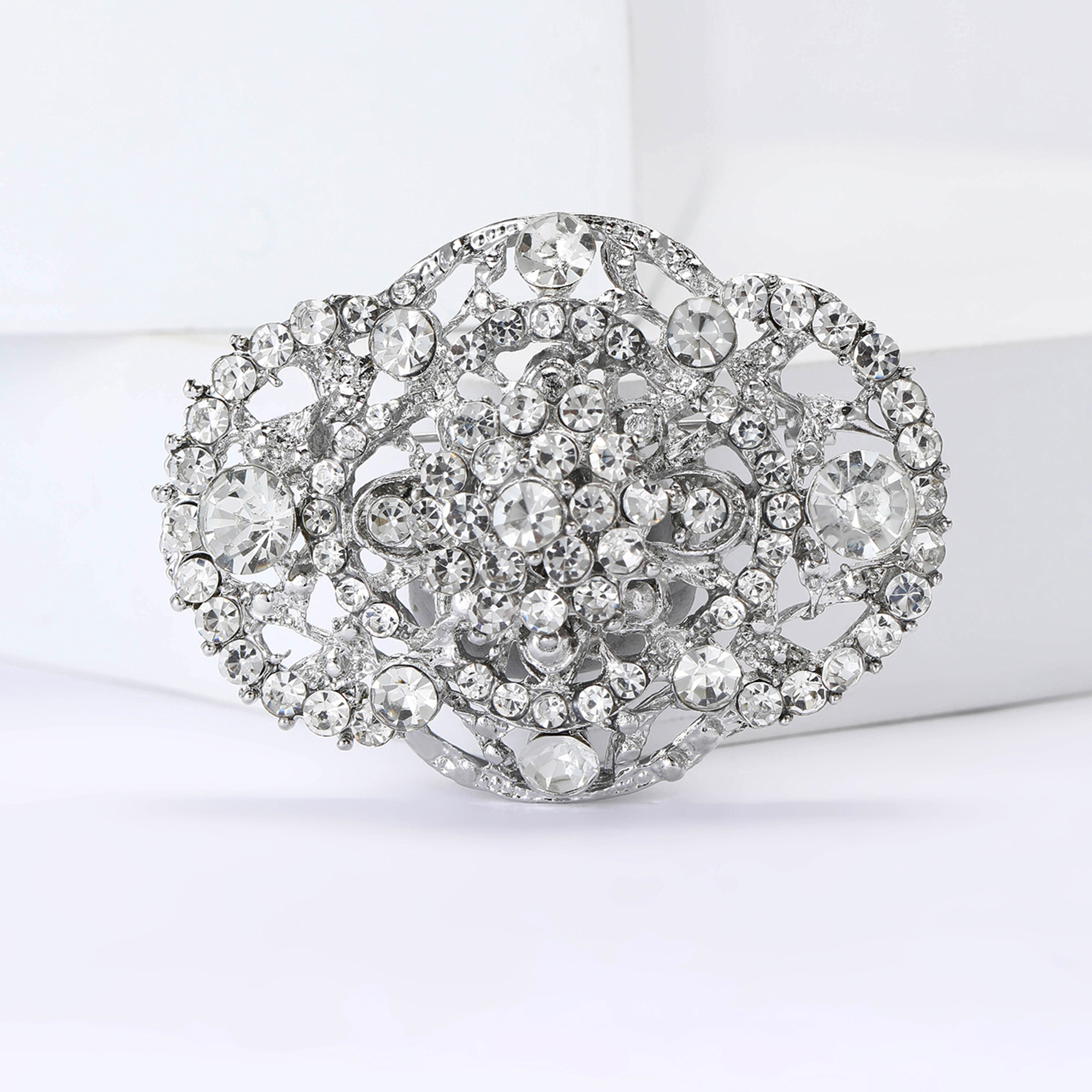 Bryllup brudekjole rhinestone blomsterbrosjer til kvinner blomsternåler kontor fest venn smykker tilbehør: Antikk kobberbelagt