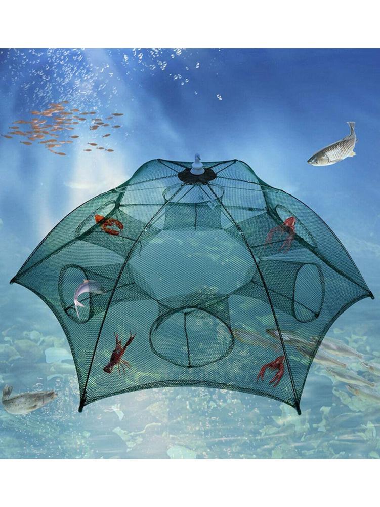 Small Mesh Fishing Net 6/10/16 Holes Automatic Folded Fishing Nylon Net With Zipper Automatic Foldable Thickened Fishing Net