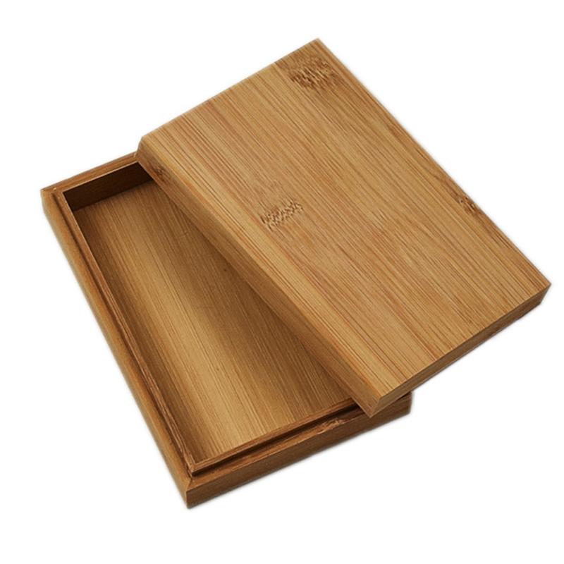 Tea Storage Box Bamboo and Wood Storage Bag Pulling Cover Tea Packaging Case Desktop Organizer