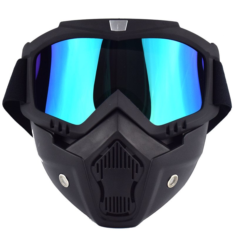 Vintage Motorcycle Shark Helmet Goggles Classic Motocross Goggles Glasses Windproof Retro Open face Helmets Goggles Mask: Mj20 black blue