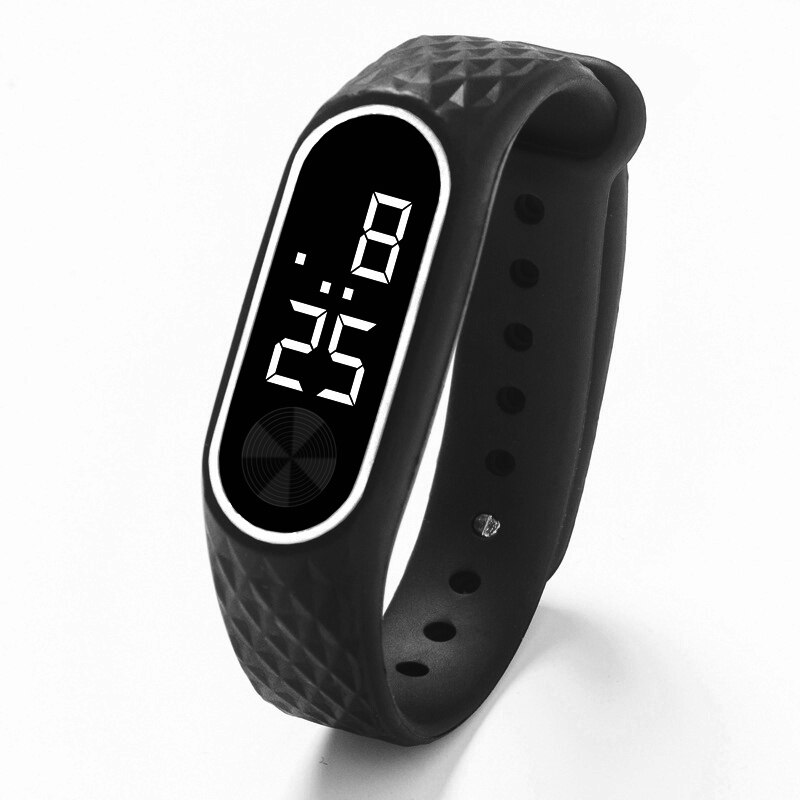 neue Stilvolle kinder LED Digitale Sport Uhr Jungen Mädchen Unisex Frauen Männer Elektronische Silikon Armband Armbanduhr: Black White