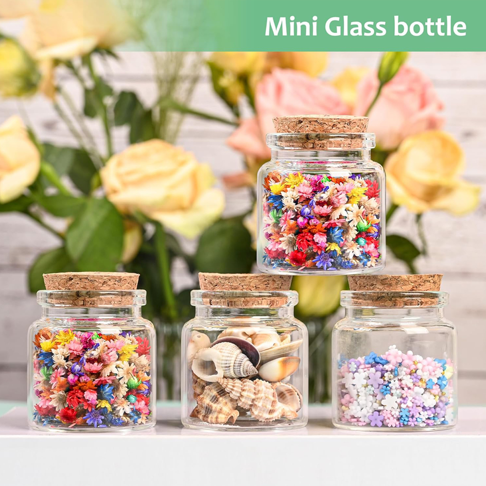 50ml Small Empty Glass Bottle with Cork Stopper Storage,Small Glass Bottle Jars for DIY Art Crafts Projects Decoration Party