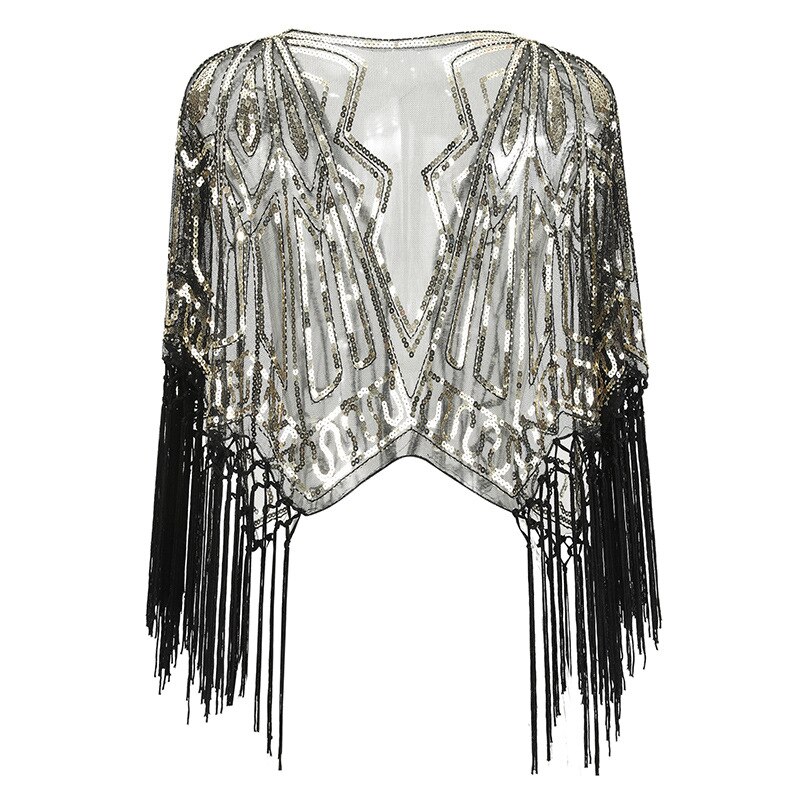 Janevini Sparkle Bridal Bolero Lovertjes Kralen Zwarte Goud Sjaals Wraps Bruiloft Korte Cape Jas Avond Party Accessoires