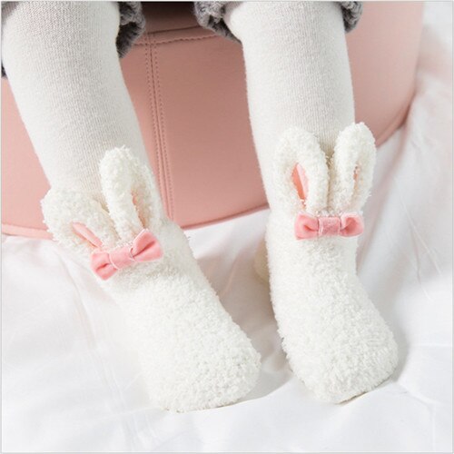 0-3t babysokjes koraal fleece peuter meisjes sokken dikke kleding accessoires winter herfst verjaardag kerst warme sok: Wit / 24m