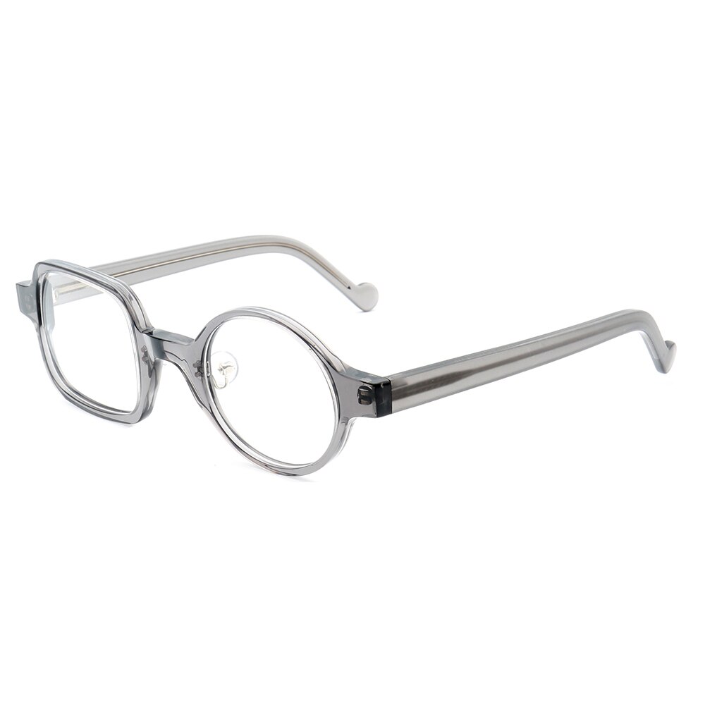 Lunettes de lunettes rondes carrées | Lunettes rétro légères faites à la main à bord complet, femmes hommes Prescription, lunettes de claires: C4Grey