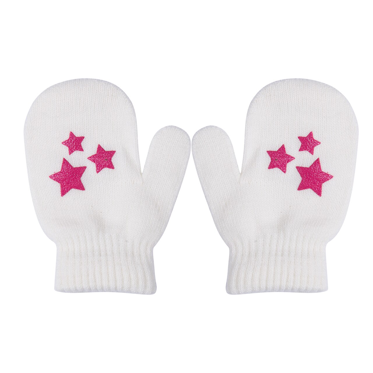 Kinderen Print Solid Winter Handschoenen Kids Leuke Baby Breien Warme Zachte Ster Hart Handschoenen Jongens Meisjes Snoep Kleuren Wanten Unisex: white Stars