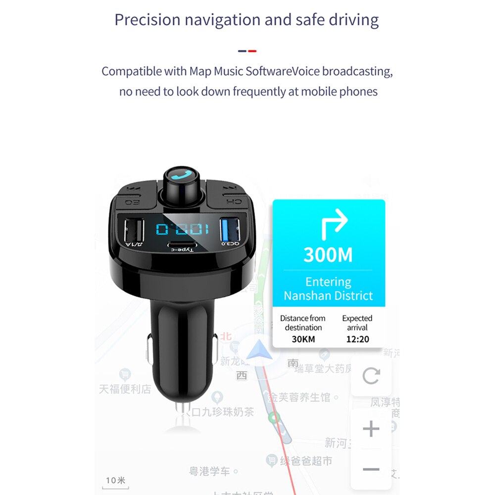 BT29 FM Transmitter Car Wireless Bluetooth 5.0 Kit Power-Off Memory Playback Car MP3 Player Support U Disk TF Card LCD Handsfree