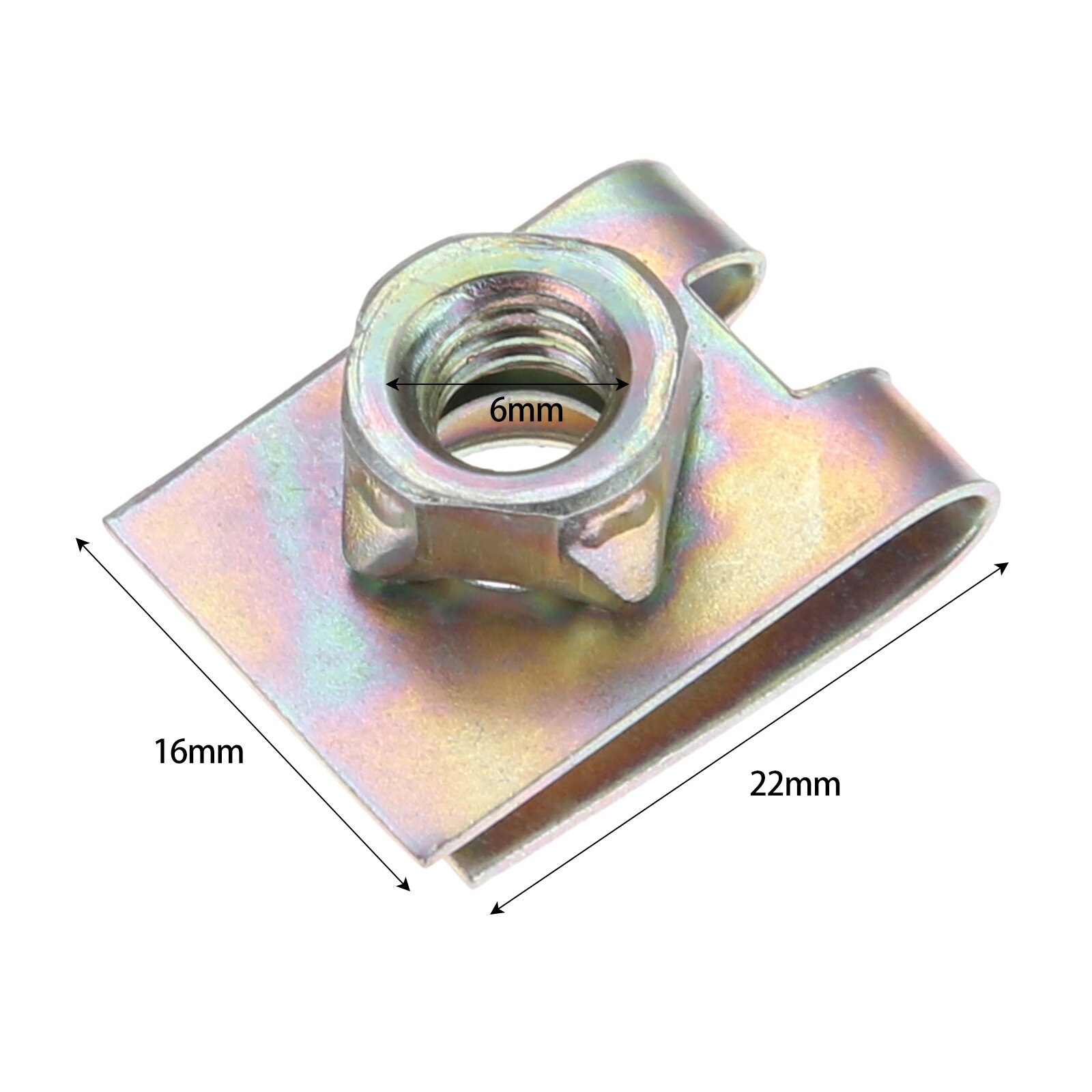 20 stk metalfjeder u-type plademøtrik hastighed clips  m6 6mm slidbane til bilpanel forsvar auto fastgørelses clips u-type skrueholdere