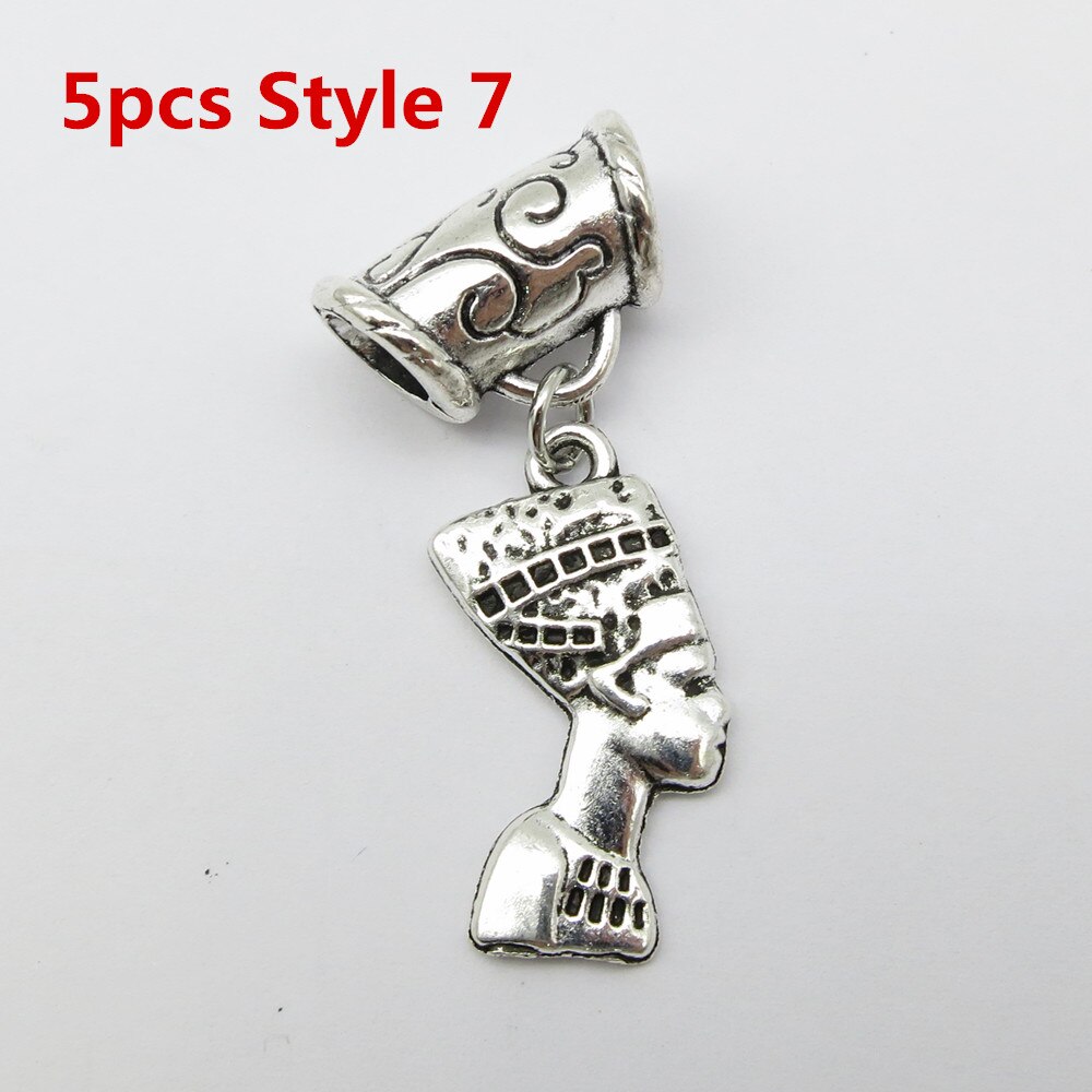 5Pcs/Pack metal Silver different charms hair braid dread dreadlock beads rings tube approx 6mm hole hair accessories: 5pcs Style 7