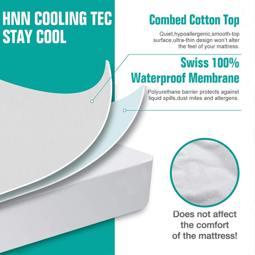 Waterproof Mattress Cover - Terry Cloth Protector - Breathable, Anti-Bacterial, Dust Mite Proof - Hotel & Home Use