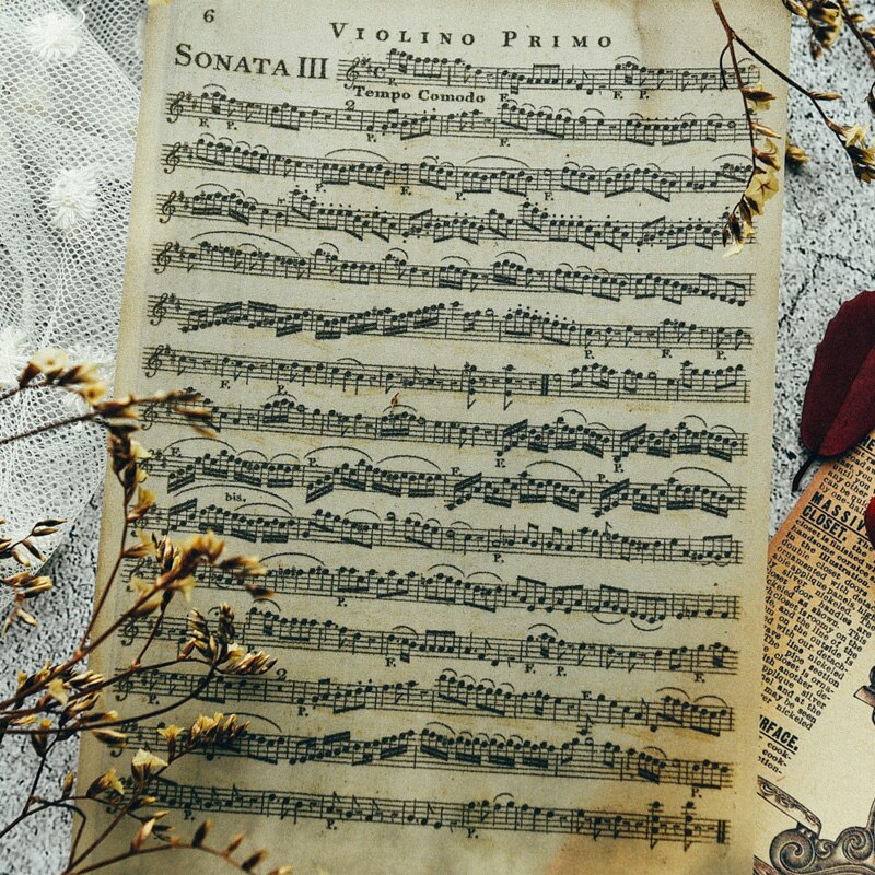 6Pcs Music Note Material Background Paper Junk Journal Diary Planner Scrapbooking Decorative DIY Craft Paper Photo
