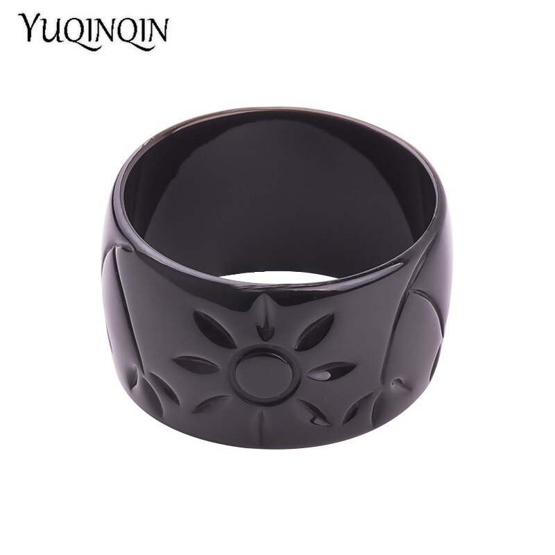 Brazalete de resina de con grabado de flores del sol para mujer, brazaletes de , Pulseras anchas acrílica para mujer, abalorio Simple, joyería para