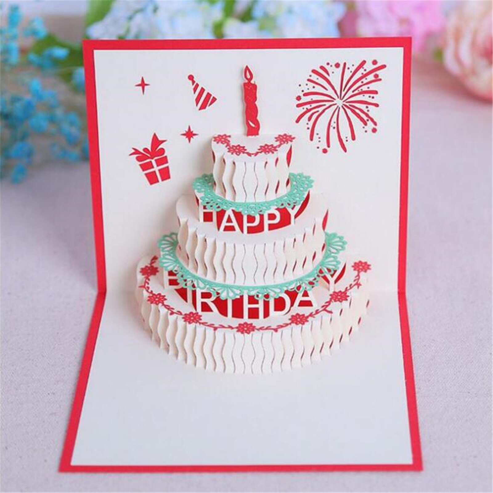 3D Pop-Up Cards Birthday Card for Girl Kids Wife Husband Birthday Cake Greeting Card Postcards Card with Envelope Stickers