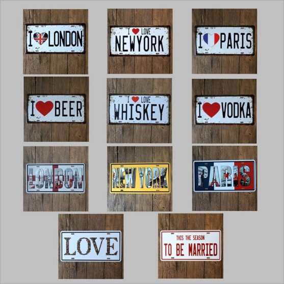 Tin Teken Bar Garage Decor Metalen Poster Auto Kenteken I Love London 15x30 CM