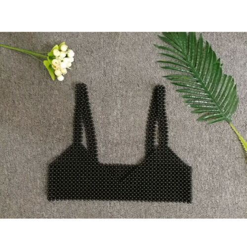 Women Ladies White Beaded Pearls Bralette Bra Tank Bustier Vest Crop Top Artificial Pearl Bra Top Chainmail Jewel Vest Tops: Black