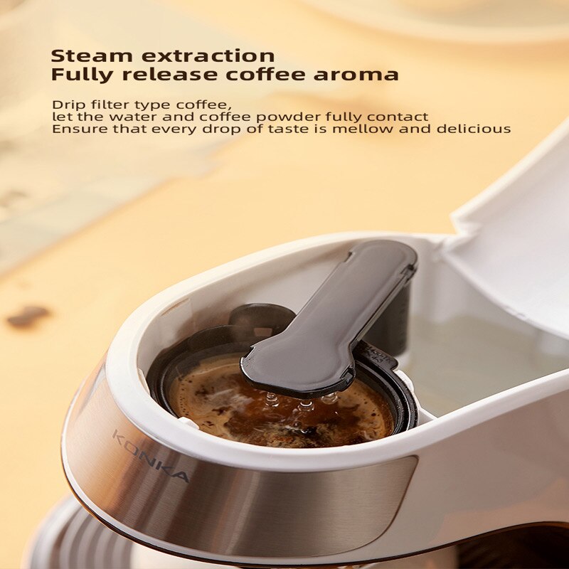 Household American Drip Coffee Machine Automatic Kitchen Appliance Coffee Maker 300ML Cafeter Cappuccino Milk Frother Coffee Pot