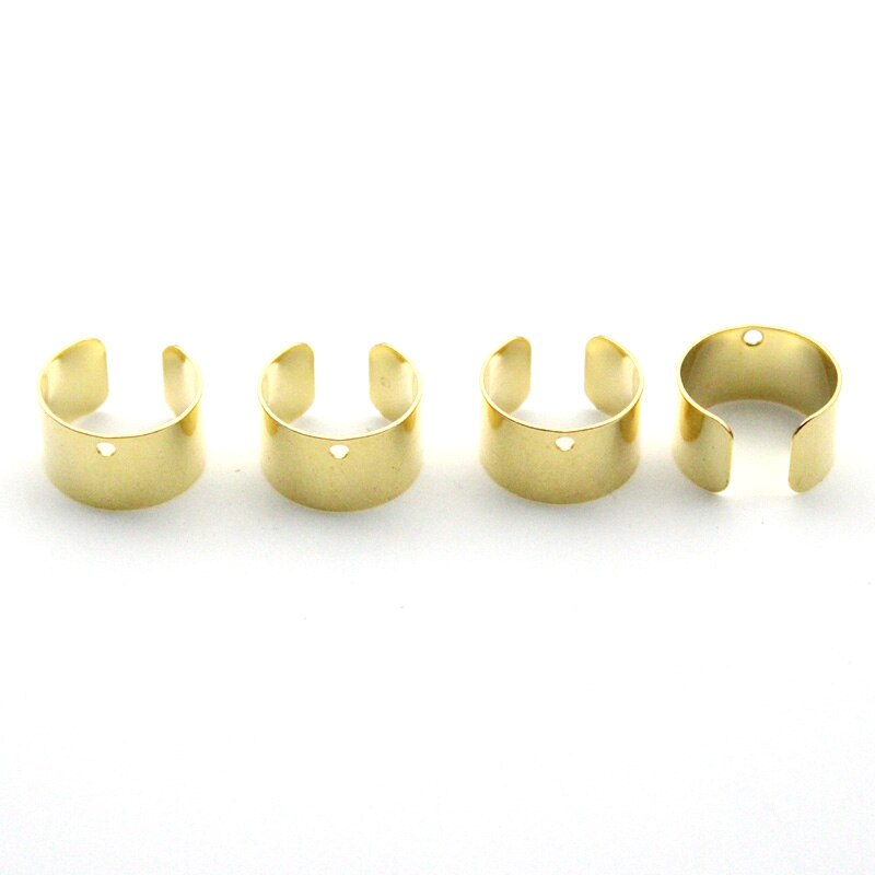 20pcs/lot Stainless Steel Gold Earrings Findings Body Jewelry No Pierced Non-piercing Ear cuff Ear Clip Earrings for Women Men: gold with hole