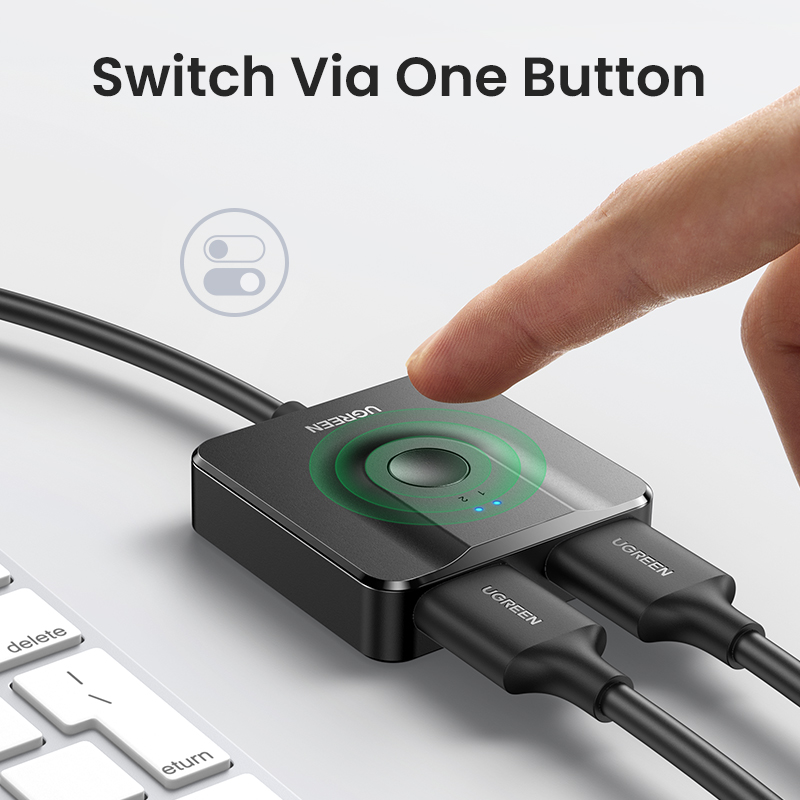 UGREEN HDMI Switch 4K60Hz with 3.3FT HDMI Cable, Bidirectional HDMI-compatible Splitter 2 in 1 Out HDMI Switcher Box 2 in 1 Out