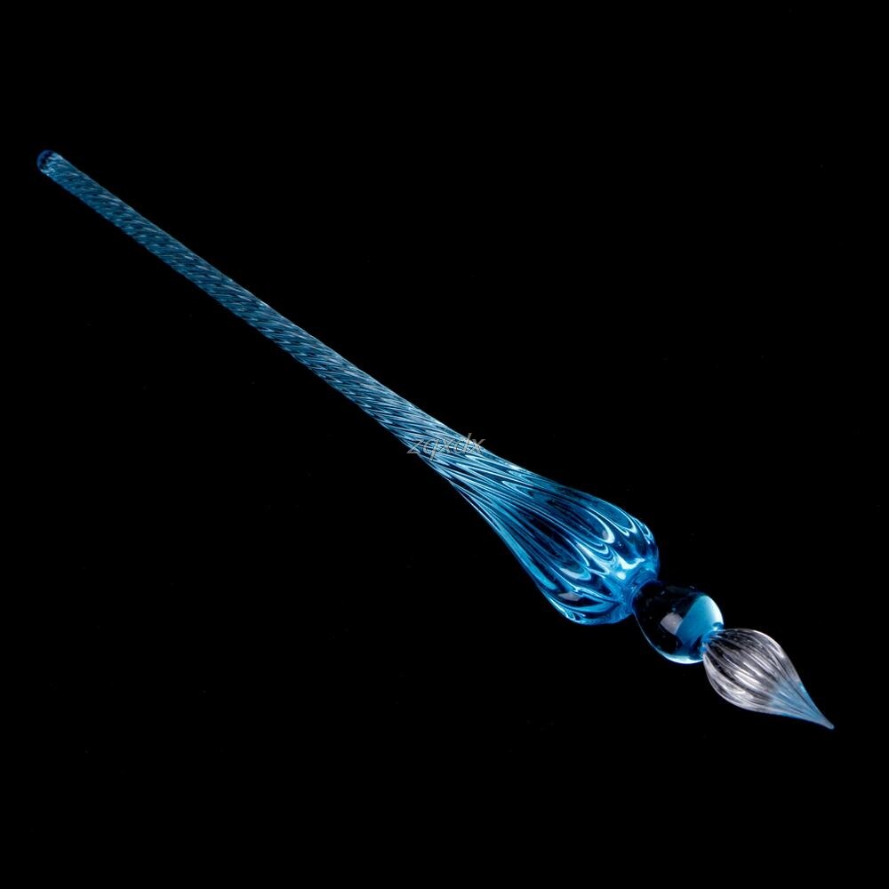 1Pc Overvalue Sky Blue Crystal Glass Dip Pen Signature Pen Fountain Pens Bussiness Offices School Stationery: 5