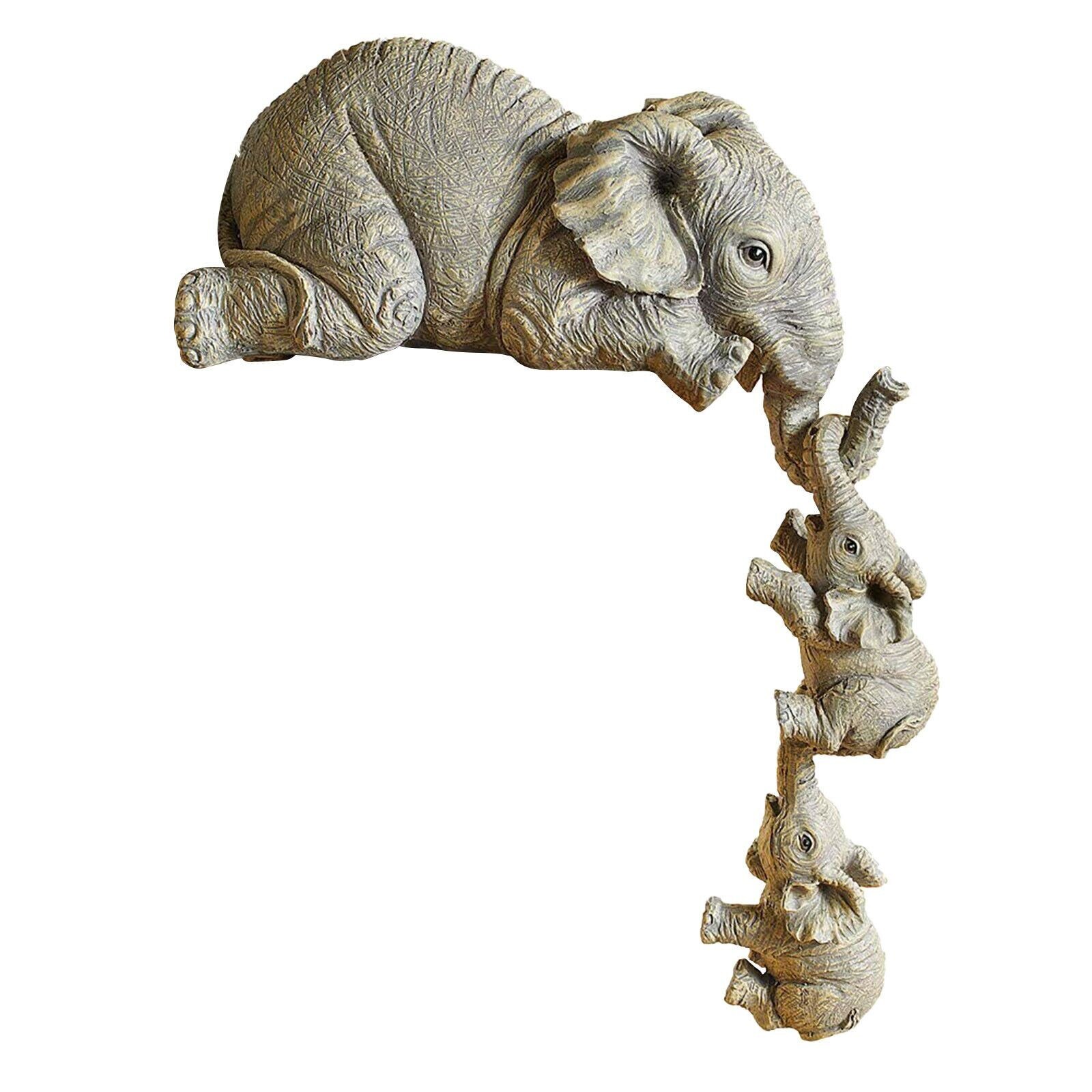 Collecties Hars Etc Olifant Sitter Handgeschilderde Beeldjes Set Van 3 Moeder Twee Baby Moederdag Ornamenten Handwerk *