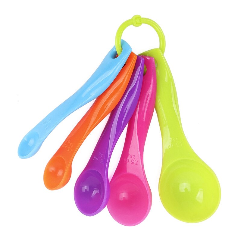 5PCS Small Measuring Spoon Stackable Plastic Measure Scoop Measure Teaspoon for Liquid Small Teaspoon Coffee Sugar Scoop