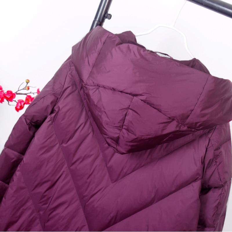 Neue Lange Weiße Ente Unten Jacke Mit Kapuze Weibliche Ultral Licht lässig Weiche Warme Mantel Winddicht Größehe Größe Gute quanlity