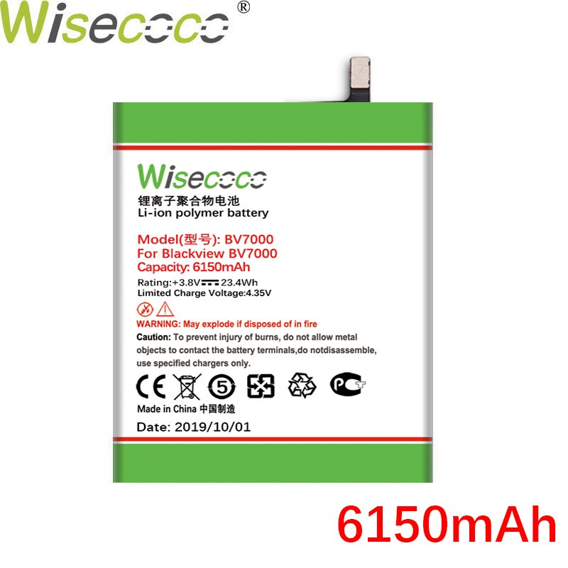 WISECOCO バッテリー Blackview BV6000 BV6800 BV7000 BV8000 BV9000 電話最新の生産高品質の新バッテリー + トラッキングコード: BV7000 6150mAh