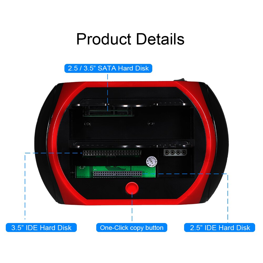 2.5 ''3.5'' 2 IDE 1 SATA USB2.0 double disque dur externe double Station d'accueil Clone copie OTB HUB lecteur
