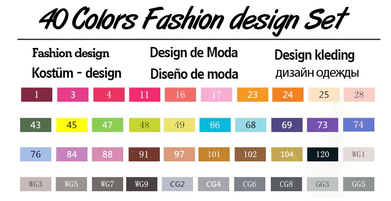 TOUCHTEN Markers 30/40/60/80 Color Sketch Art Marker Pen Double Tips Alcoholic Pen For Artist Manga Markers Art Supplies: 40 Clothing Set