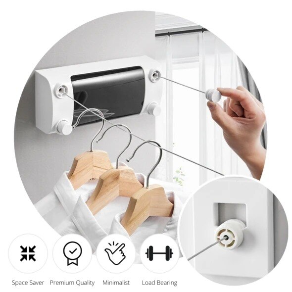 Retractable Clothes Line Dryer Clotheslines Double Row Clothesline Wall Mounted Retractable Clothes Dryer Steel Rope Wall Hanger