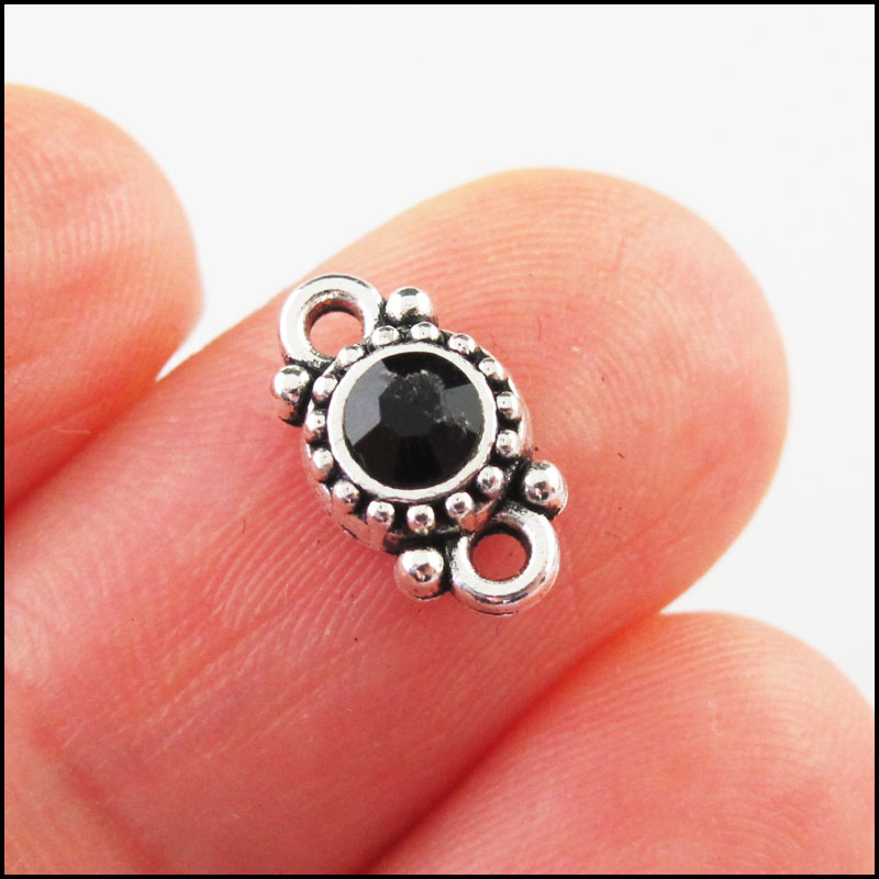 30 pièces cristal mélangé tibétain argent plaqué rond fleur charmes connecteurs 6.5x11.5mm: MARRON