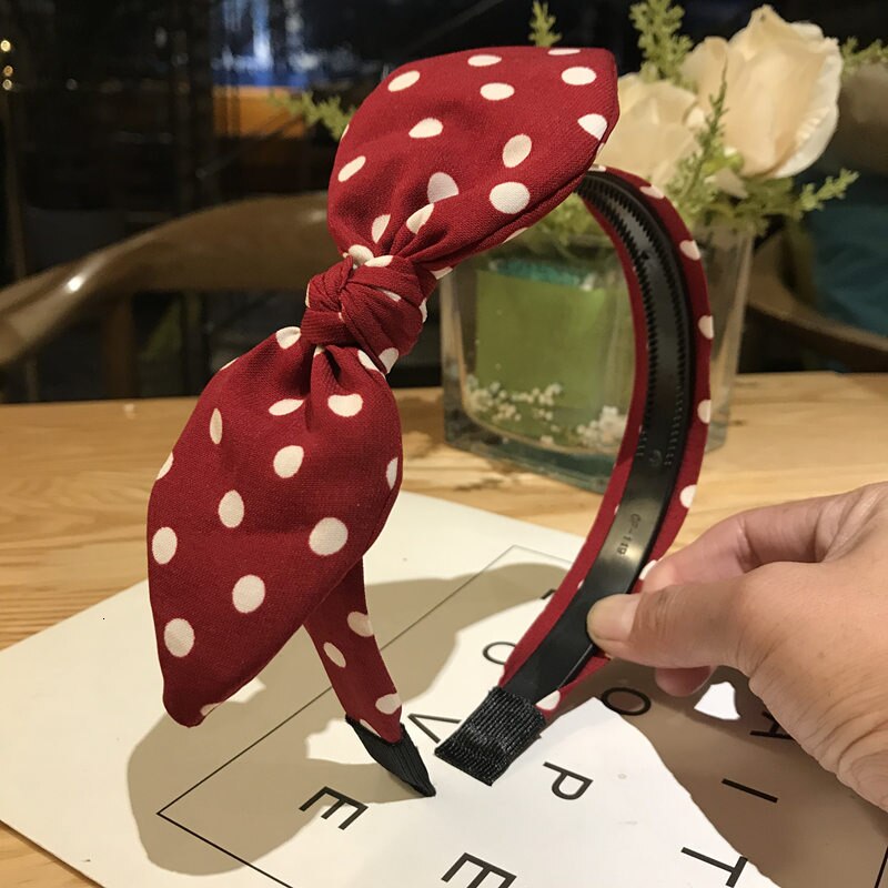 Sweet Girl Hair Band Solid Ribbon Dot Headband Soft Plaid Hair Hoop Bow Knot Headwear Rabbit Ear Hair Accessories Hair Ornament: 13