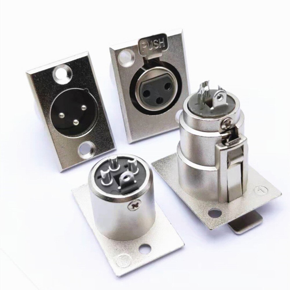 2Pcs 3 Pin XLR Male Female Socket Panel Mount Chassis Mic Jack Audio Connector For Patch Bay Snake Cable Applications