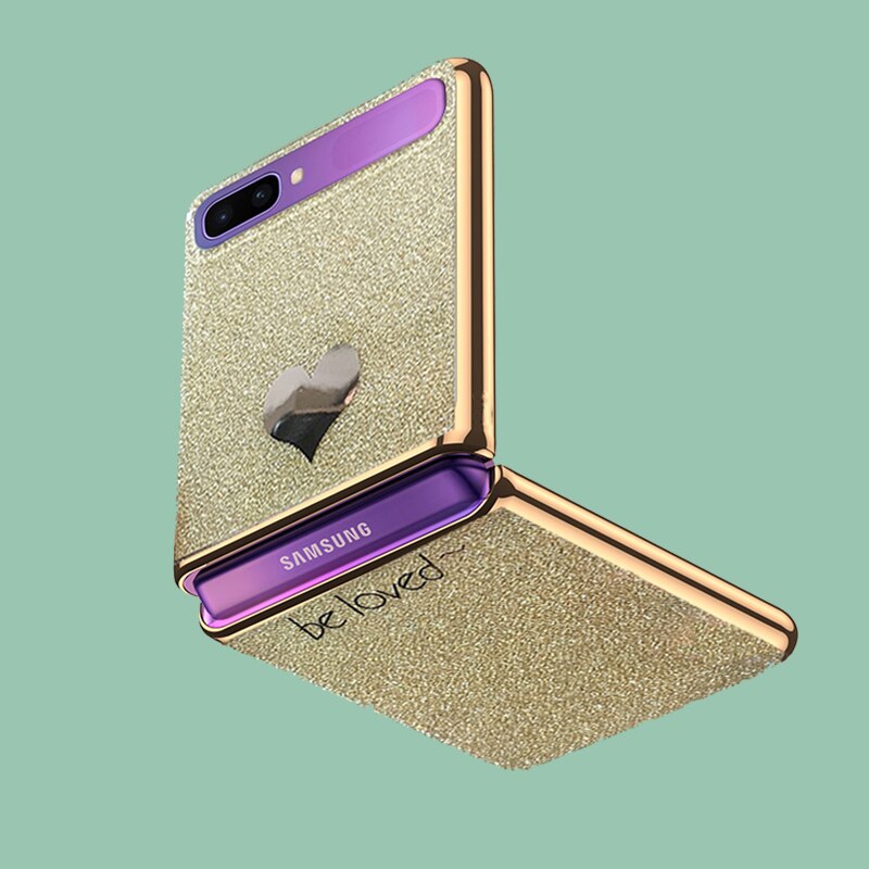 Ins for Samsung Galaxy Z Flip Mobile Phone Shell Zflip Folding Protective Case F7000 Light Luxury Protective Case All-Inclusive: Gold
