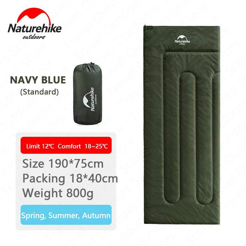 Naturehike Sleeping Bag Envelope Type 3 Seasons Single Person Waterproof Warm Cotton Sleeping Bag Outdoor Camping Travel: Standard-Green