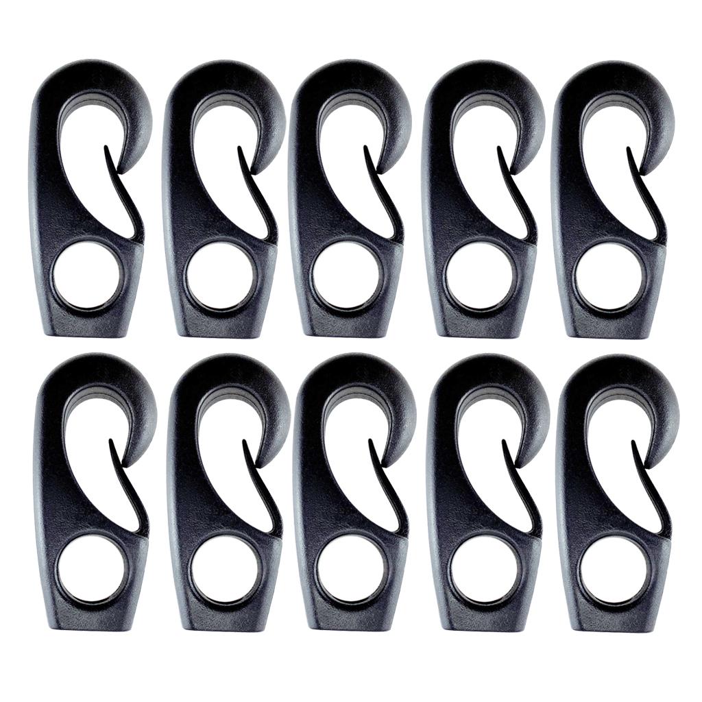 Gazechimp 10 pezzi gancio elastico in nylon riutilizzabile nero per barche gancio per cavo ammortizzatore per shock