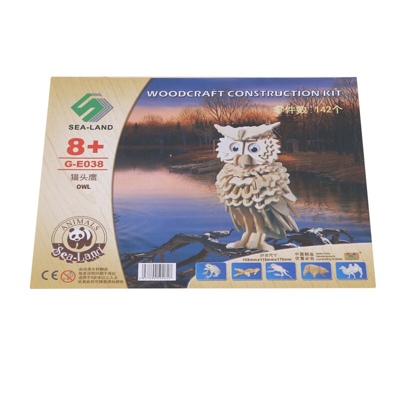 Houten 3D Puzzel Speelgoed Creatieve Diy Uil Vorm Puzzel Speelgoed Voor Kinderen Cartoon Dieren 3D Monteren Puzzels