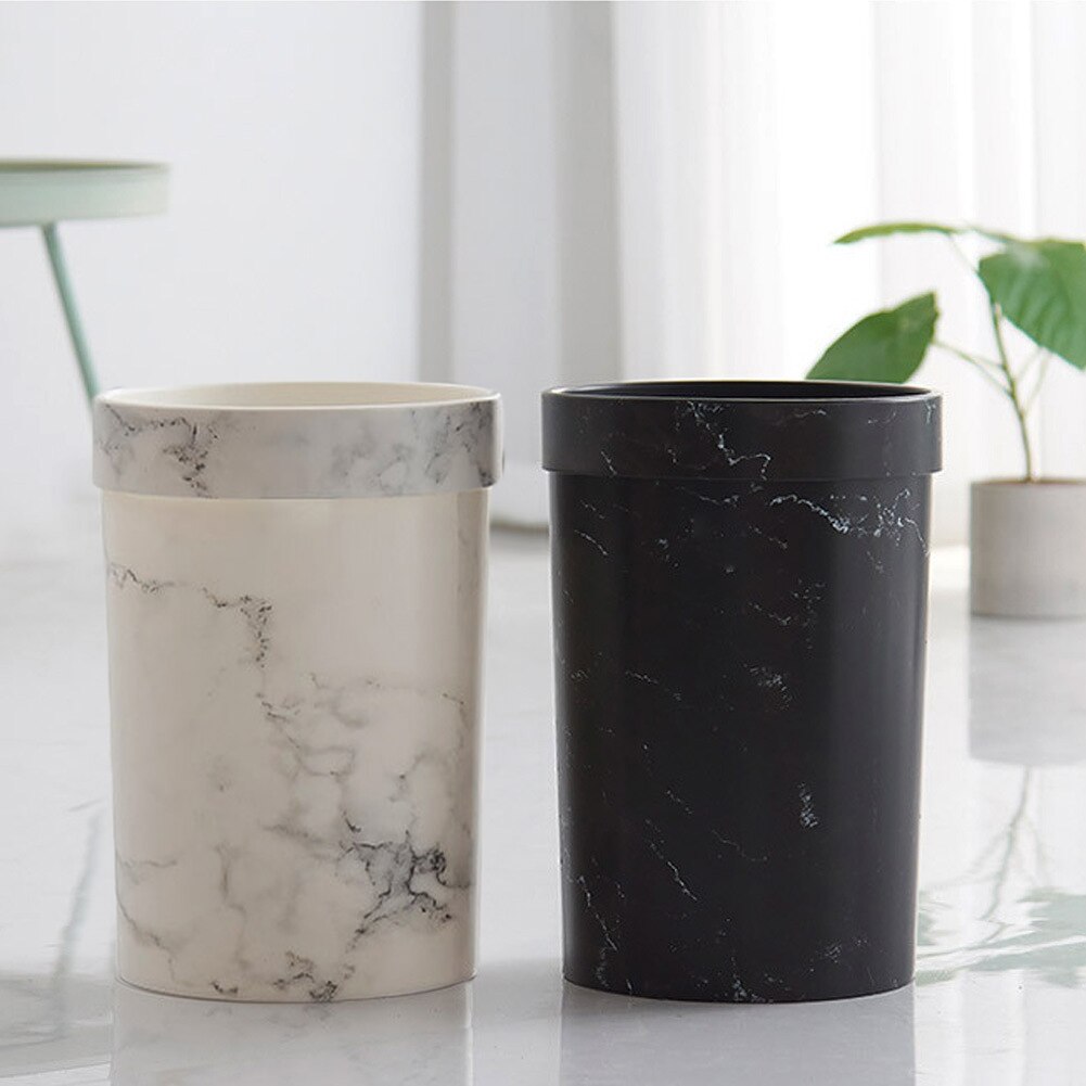 Marble Pattern Plastic Trash Can Office Bathroom Kitchen Trash Bin Living Room Bedroom Waste Bin Without Lid European Style