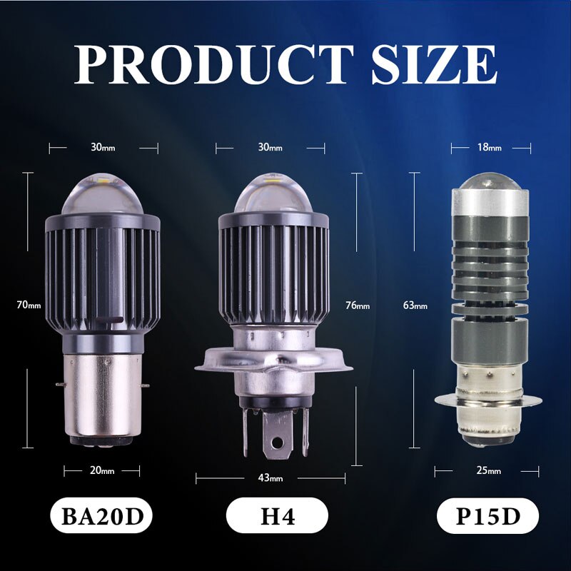 1PC H4 LED Motorfiets Koplamp H6 BA20D P15D CSP Led Lens Wit Geel Hi Lo Beam Spotlight Motor scooter Running Lamp