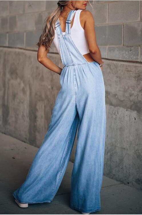 Teelynn 2XL Denim Overalls Voor Vrouwen Vintage Boho Wijde Pijpen Jumpsuit Casual Baggy Jeans Losse Oversized Katoenen Zomer Jumpsuits