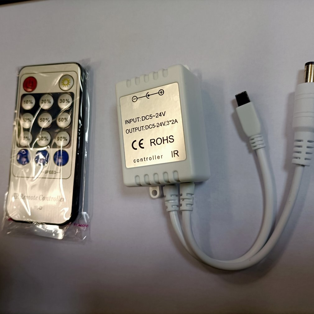 Mini Remote Control Dimmer For Single Color LED Strip LED Ribbon LED Tape DC 12V-24V 144W IR 14 Key Remote Controller