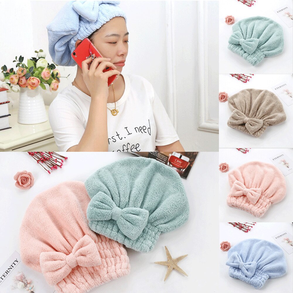 Frauen Komfort Schlecht Kappe Handtuch Turban wickeln Haar Trocknen Handtuch Hütte Kopf Abdeckung Spa Dusche Turban