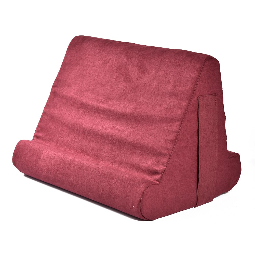 Portable Folding Tablet Holder For iPad Reading Bracket Soft Pillow Lap Stand Tablet EReaders Smartphones Books Magazines Rack: Wine Red Type B