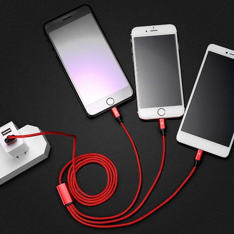 3 In 1 8 Pin Usb-kabel Voor Iphone Samsung Xiaomi Multi Snel Opladen Lader Micro Usb Kabel 2 In 1 Mobiele Telefoon Usb Type C Kabel