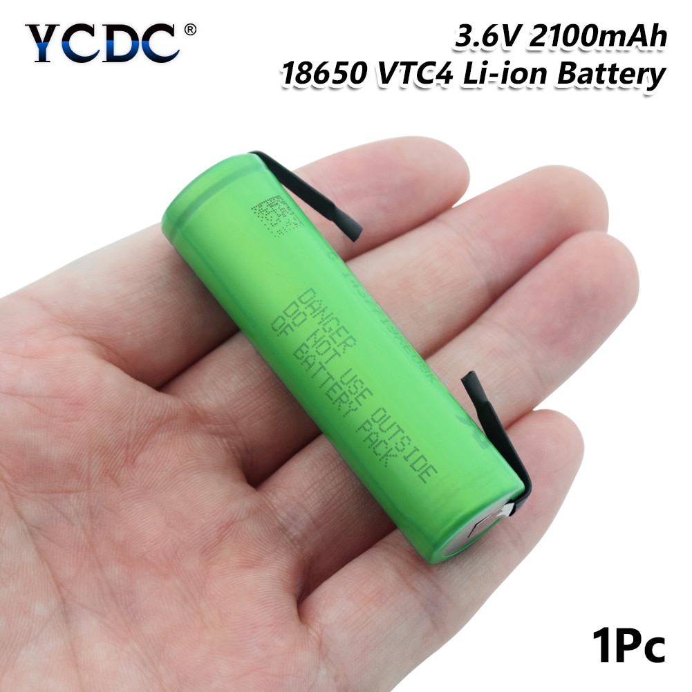 3.6 V Volt Groen Platte 18650 Li-Ion Lithium Batterijen Oplaadbare 2100Mah Hoge Drain VTC4 18650 Batterijen