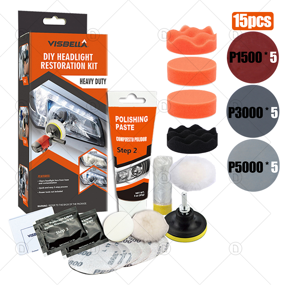 Kits de pulido para restauración de faros de coche, abrillantador químico, reparación de faros, pulidor de lentes, pasta de limpieza, herramienta de restauración: Verde