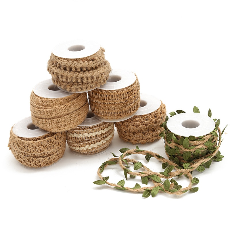 1pcs/lot handmade just rope DIY wedding Christmas green leaf hemprope decoration Craft hemp rope multi style roll lace ribbon