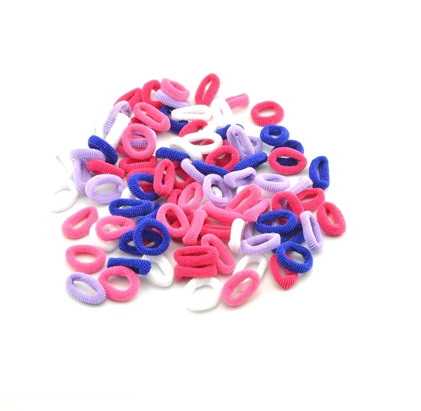 100 unids/lote, banda de goma para el pelo de niñas, negro, blanco, pequeñas bandas para el cabello coloridas para niños, accesorios para el cabello elásticos: color 2