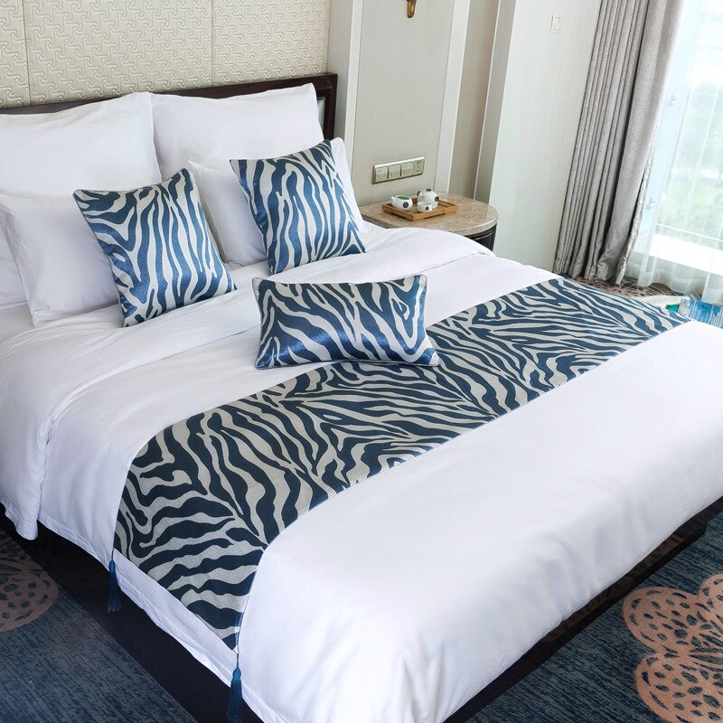 Cilected klassisk zebra leopard säng löpare polyester sängöverkast säng flagga/handduk dekorativa sängöverdrag för hem hotell: Färg 2 / 45 x 45cm örngott